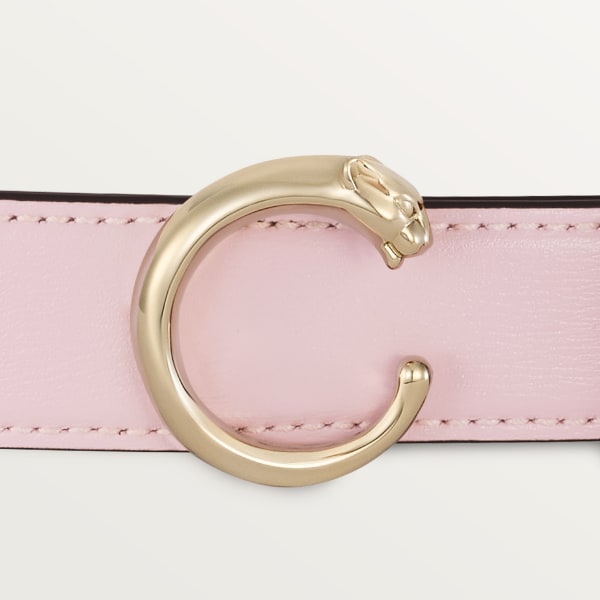 Belt, Panthère de Cartier, Size M (85 cm) Petal pink calfskin, golden-finish buckle