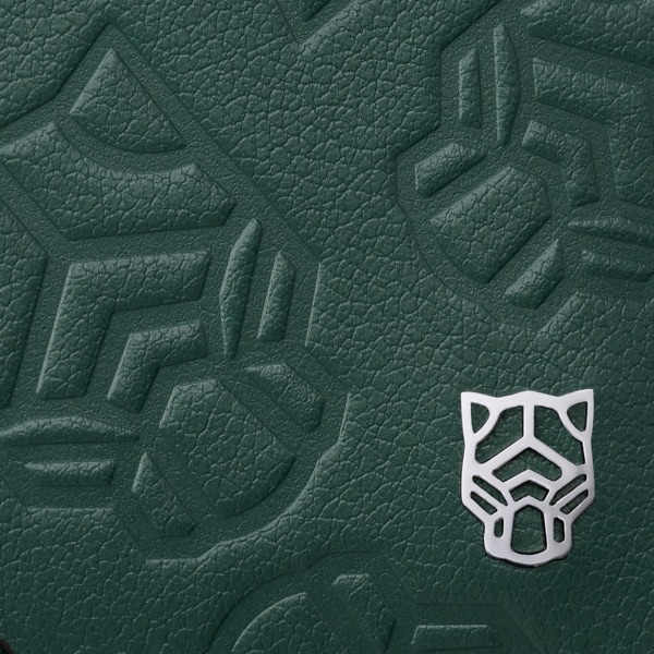 Four-credit card holder, Panthère de Cartier Pine green embossed calfskin, palladium finish