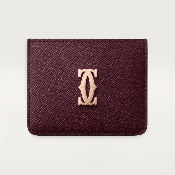 Card holder, C de Cartier Grape textured calfskin, rose golden finish