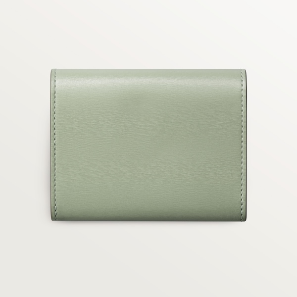 Mini wallet, Panthère C de Cartier Sage green grained calfskin, golden finish
