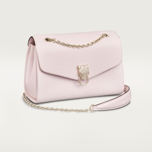 Chain bag small, Panthère de Cartier Petal pink grained calfskin, golden finish