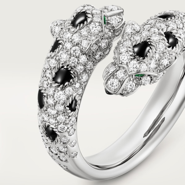 Panthère de Cartier ring White gold, diamonds, onyx, emeralds