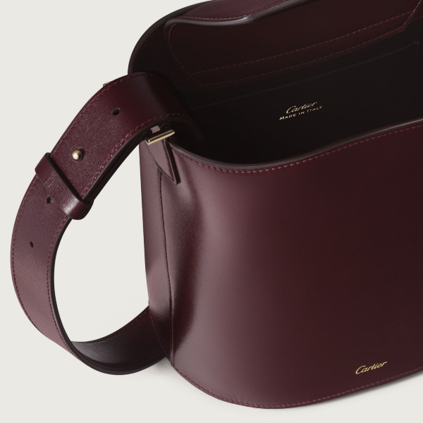 Mini model bucket bag, Panthère C de Cartier Grape grained calfskin, golden finish