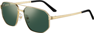 Santos de Cartier Sunglasses Smooth and brushed golden-finish metal, green lenses