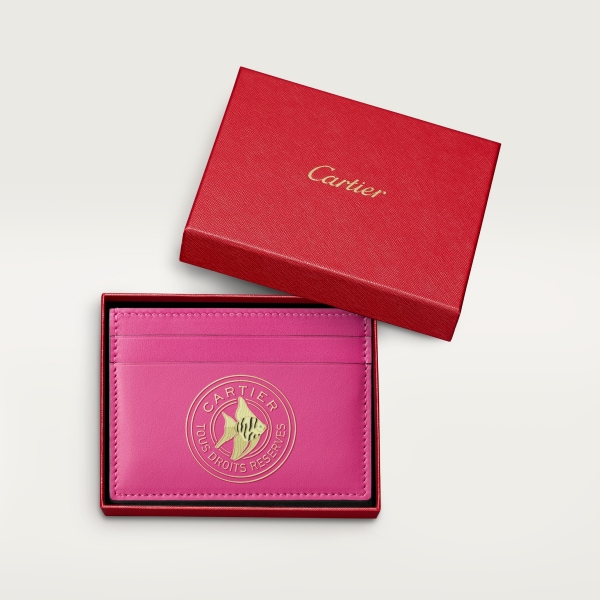 Cartier Characters单层卡片夹 紫红色小牛皮