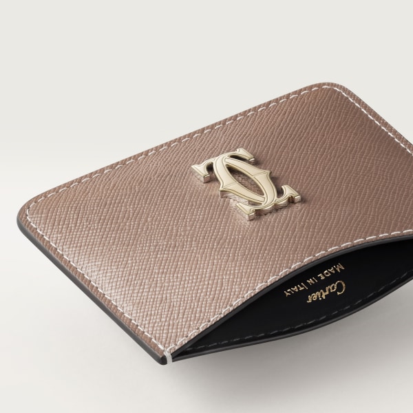 Simple Card Holder, C de Cartier Clay-coloured textured calfskin, golden finish