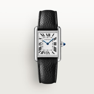 Tank Must SolarBeat™ watch Large model, SolarBeat™ photovoltaic movement, steel, calfskin strap