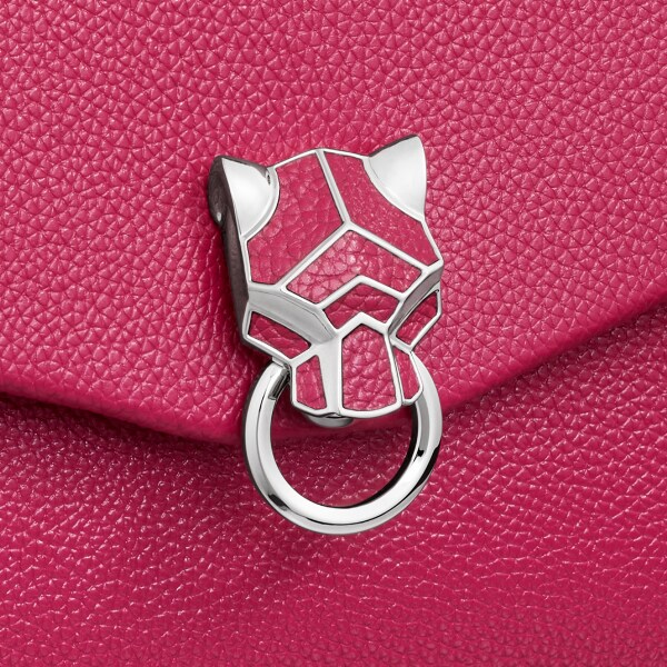 Sac chaîne petit modèle, Panthère de Cartier 树莓红色小牛皮，镀金饰面