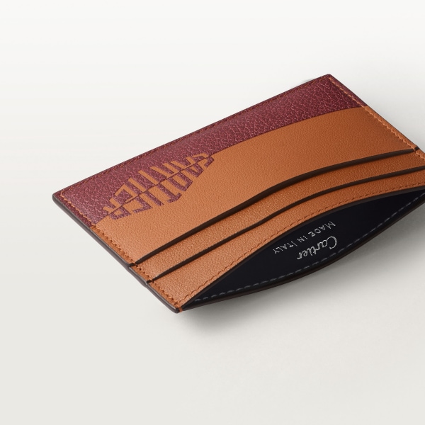 Double card holder, Cartier Losange Shadow Caramel-coloured and burgundy calfskin