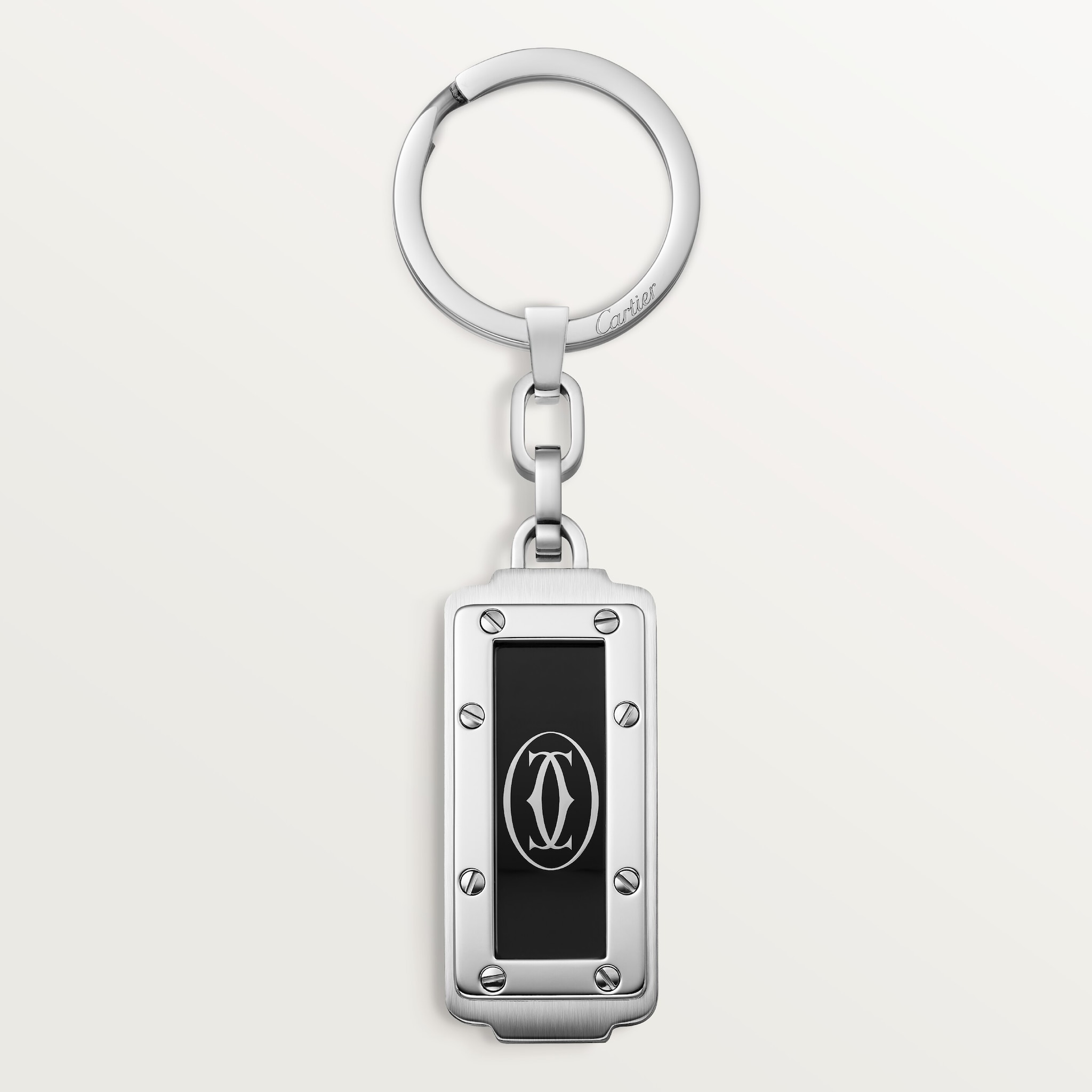 Santos de Cartier keyringStainless steel and black lacquer