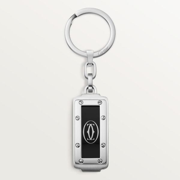 Santos de Cartier keyring Stainless steel and black lacquer