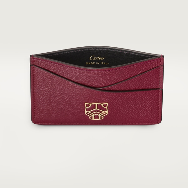 Panthère de Cartier Small Leather Goods, Card holder Burgundy calfskin, golden finish