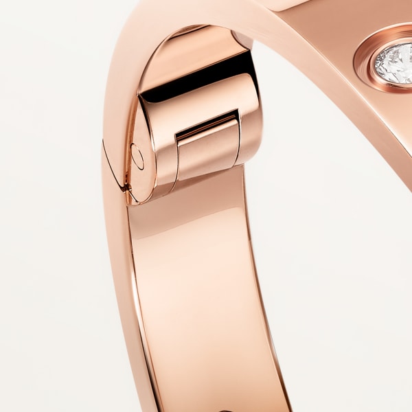 Love bracelet, classic model, 4 diamonds, one screw closure Rose gold, diamonds