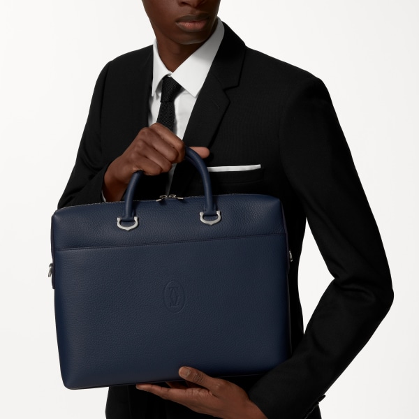 Document holder small model, Must de Cartier Navy blue calfskin, palladium finish