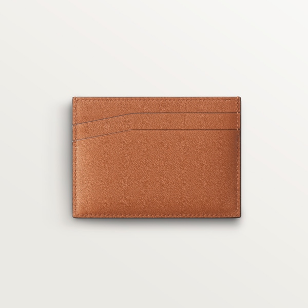 Double card holder, Cartier Losange Shadow Caramel-coloured and burgundy calfskin