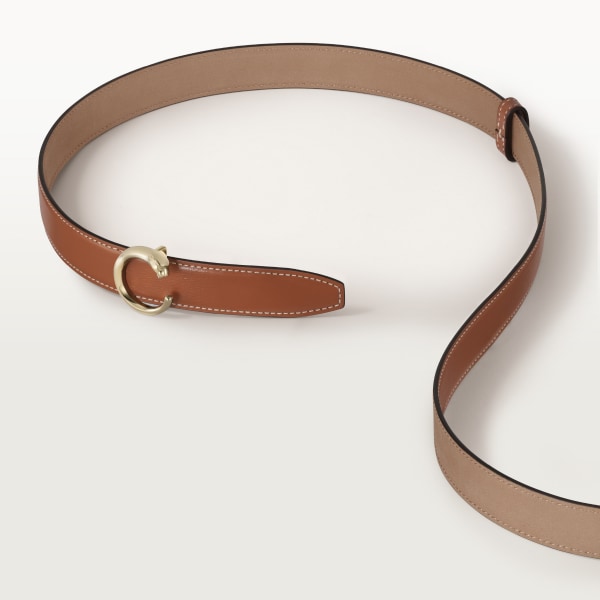 Panthère de Cartier belt Caramel calfskin, golden-finish buckle