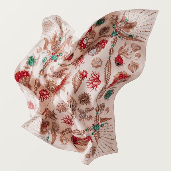 90 scarf, Precious diving Cord beige silk twill