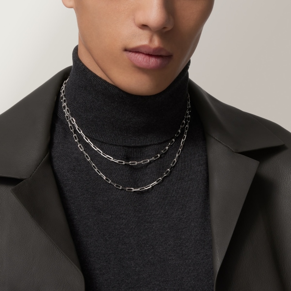 Santos de Cartier long necklace, chain, small model Non-rhodium finish white gold