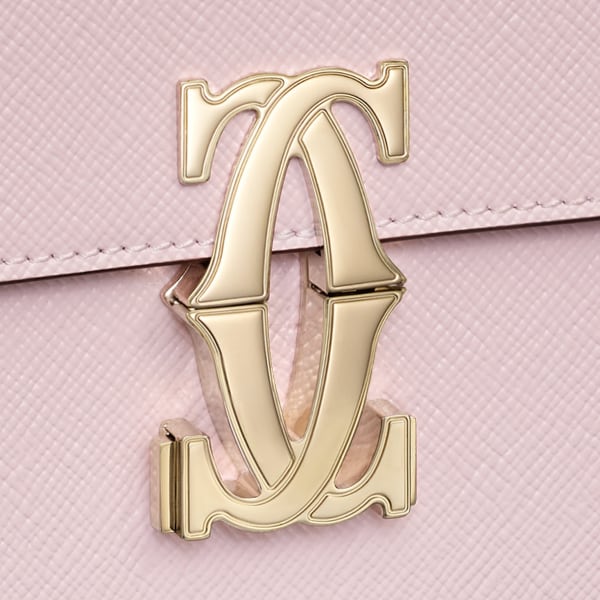 East-west bag, C de Cartier Petal pink textured calfskin, embroidery, golden finish