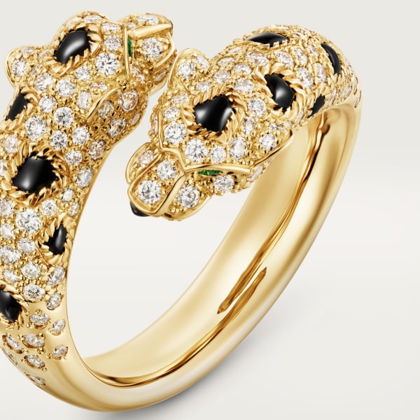 Panthère de Cartier ring Yellow gold, diamonds, onyx, emeralds