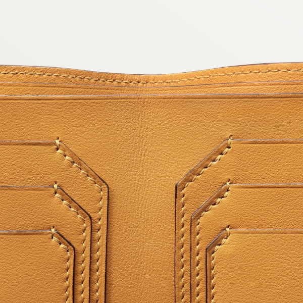 6信用卡皮夹，Must de Cartier系列 茴香棕黄色小牛皮，镀钯饰面