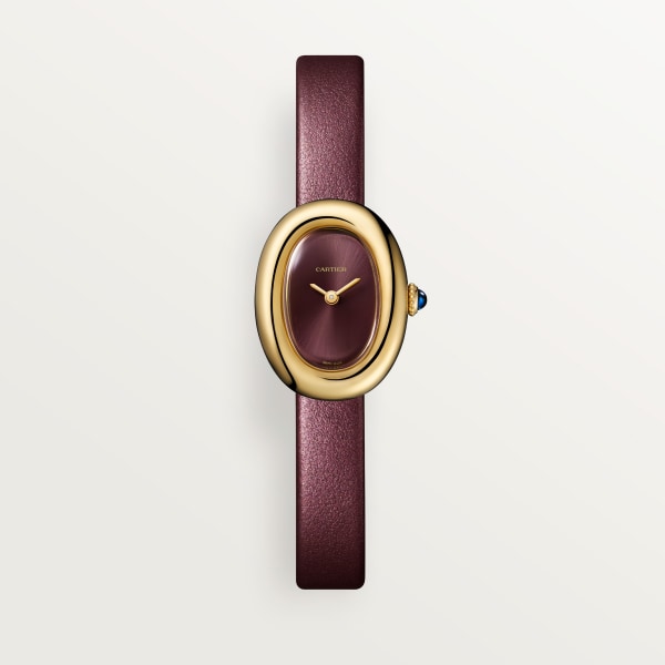 Baignoire watch Mini model, quartz movement, yellow gold, leather