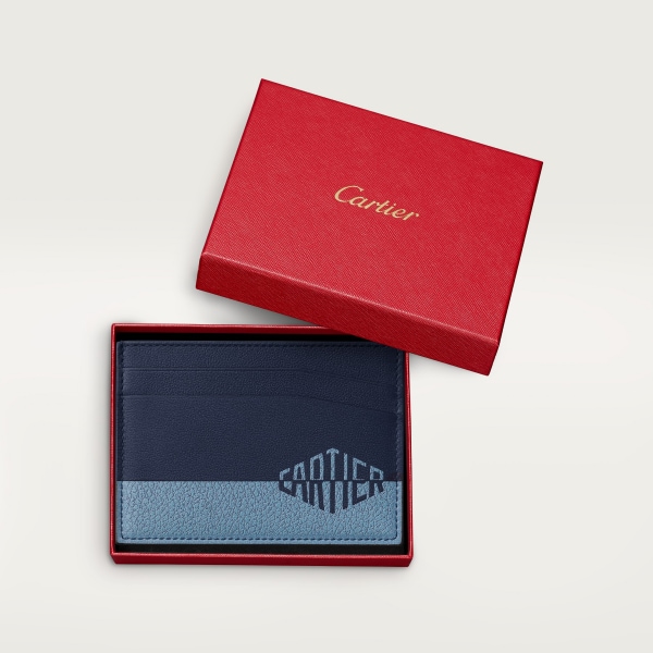 Double card holder, Cartier Losange Shadow Navy and sky blue calfskin