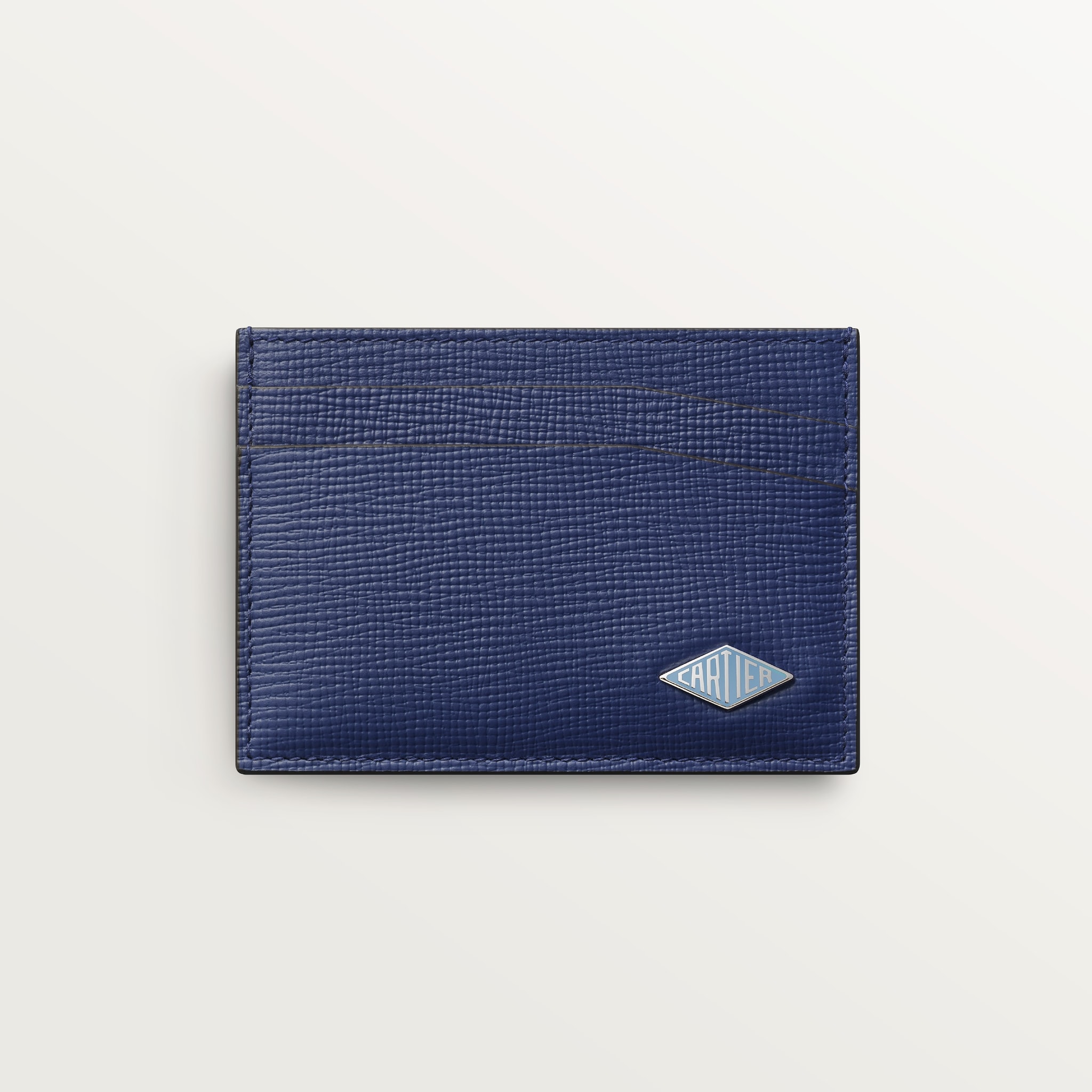 Double card holder, Cartier LosangeDeep blue calfskin, palladium finish and enamel