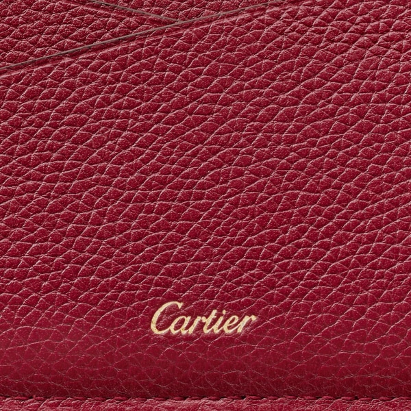 Panthère de Cartier Small Leather Goods, Card holder Burgundy calfskin, golden finish