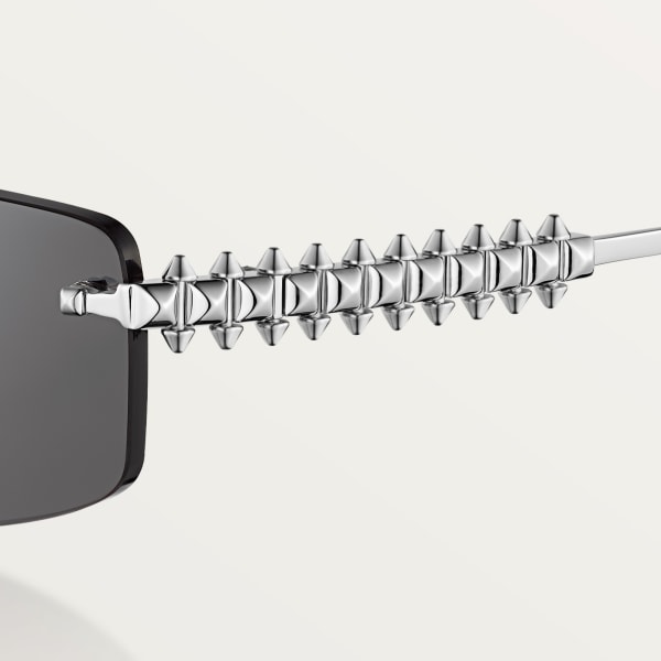 Clash de Cartier Sunglasses Smooth platinum-finish metal, grey lenses