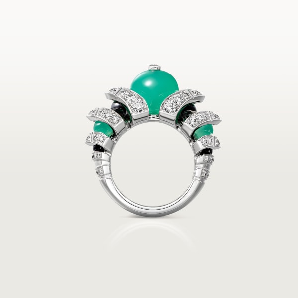 Geometry & Contrast ring White gold, chrysoprase, onyx, diamonds