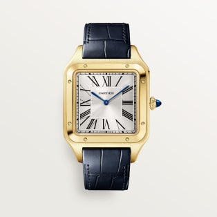 Santos-Dumont watch Extra-large model, manual mechanical movement, yellow gold, leather
