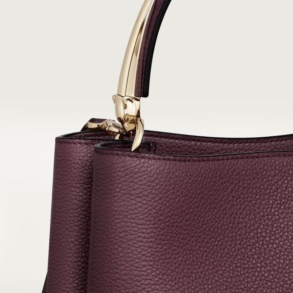 Top handle bag small model, Panthère de Cartier Plum grained calfskin