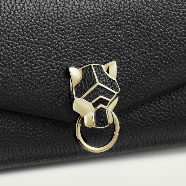 链条手袋，超小号款，Panthère de Cartier 黑色小牛皮，镀金饰面