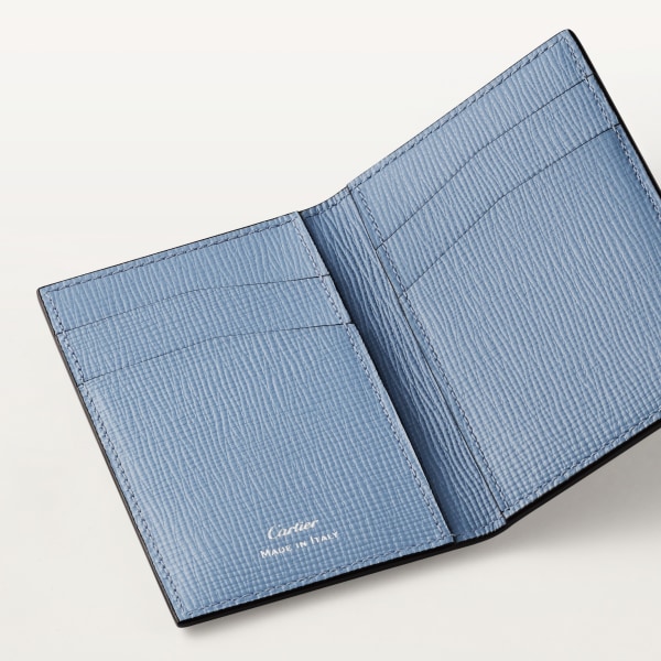 4 credit card holder, Cartier Losange Deep blue and cloud grey graduated calfskin, palladium and enamel finish