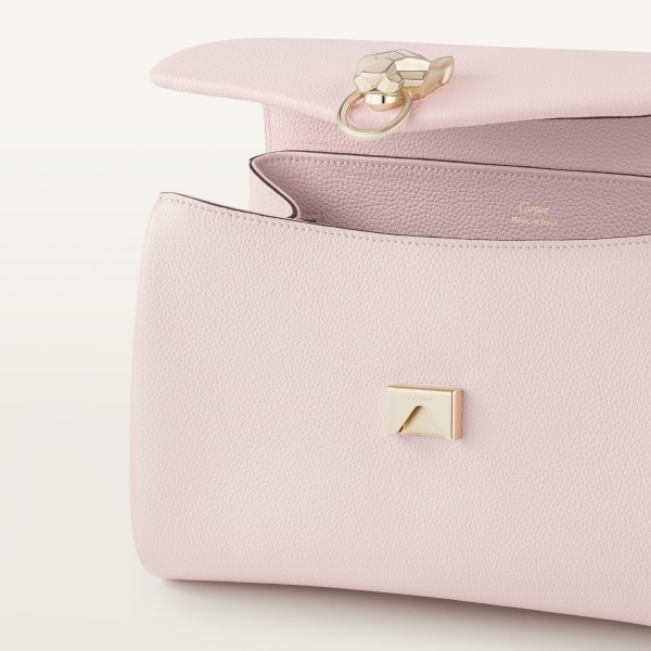 Chain bag small, Panthère de Cartier Petal pink grained calfskin, golden finish