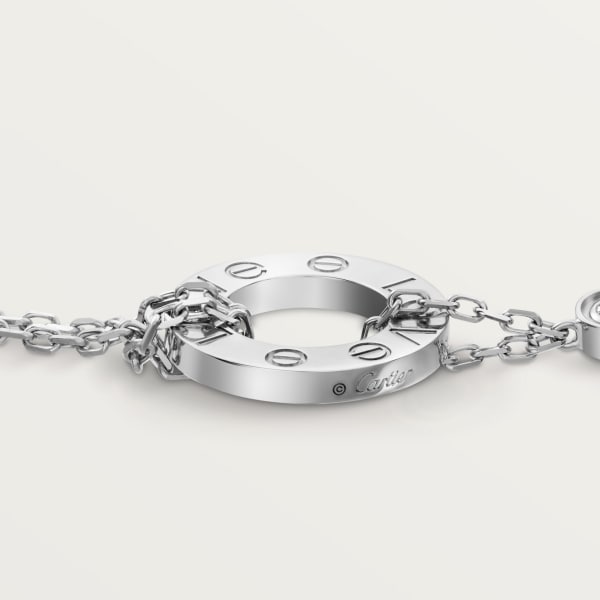 Love bracelet, on chain, 2 diamonds White gold, diamonds