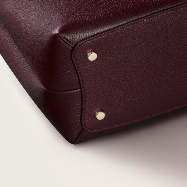 Small model handle bag, Panthère Double Grape grained calfskin, golden finish