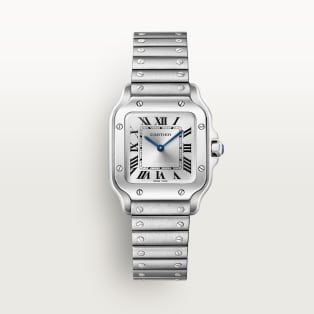 Santos de Cartier watch Small model, quartz movement, steel, interchangeable metal and leather straps