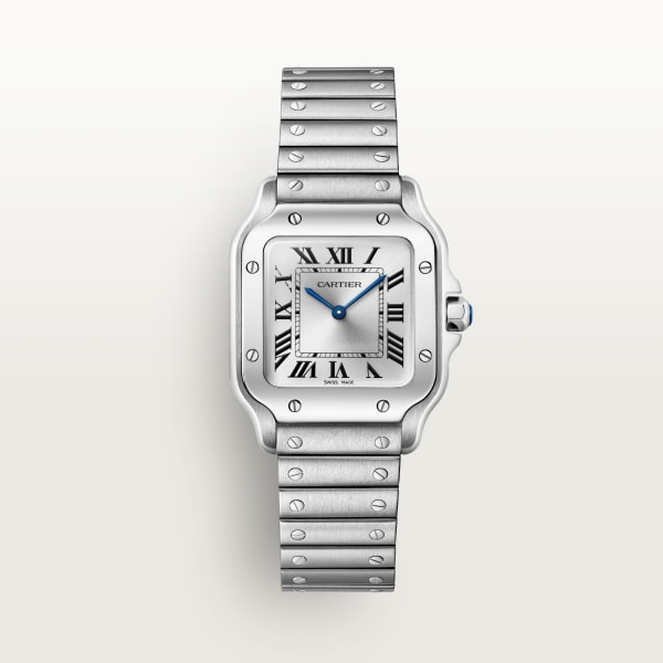 Santos de Cartier watch Small model, quartz movement, steel, interchangeable metal and leather straps