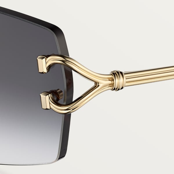 Sunglasses, Classic C de Cartier motif Smooth golden-finish metal, grey lenses
