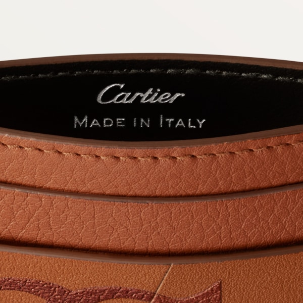 Double card holder, Must de Cartier Cubano XL Logo smooth and grained calfskin, palladium finish