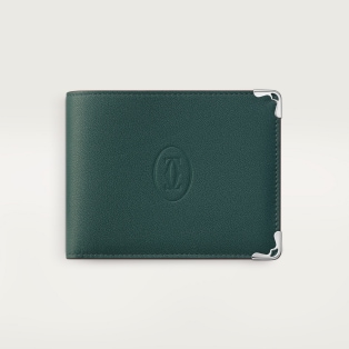 6 credit card compact wallet, Must de Cartier Pine green calfskin, palladium finish