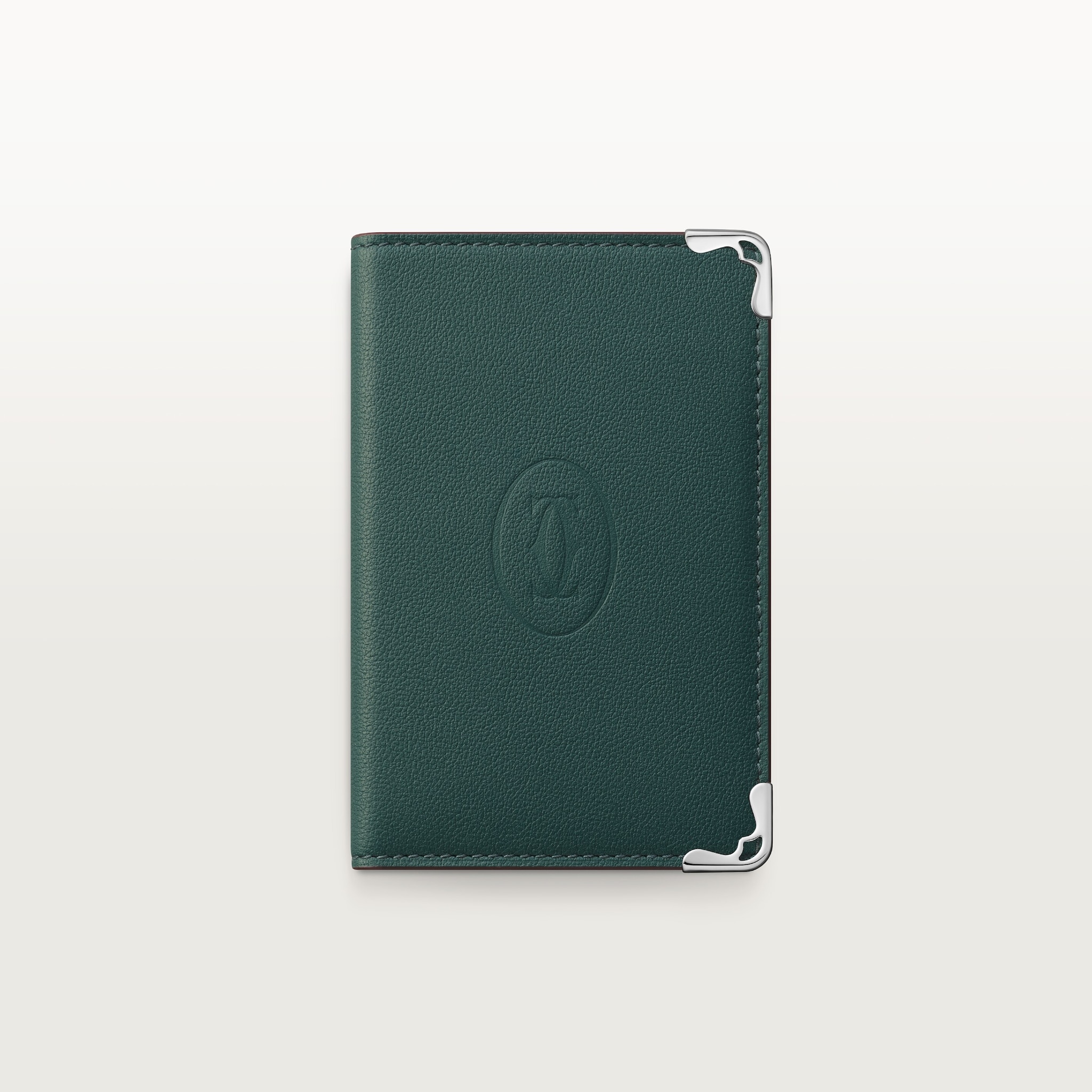 4-Credit Card Holder, Must de CartierPine green calfskin, palladium finish