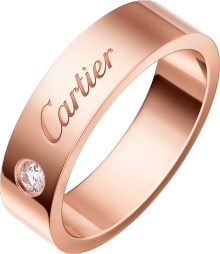C de Cartier wedding ring, 5 mm width, 1 diamond Rose gold, diamond