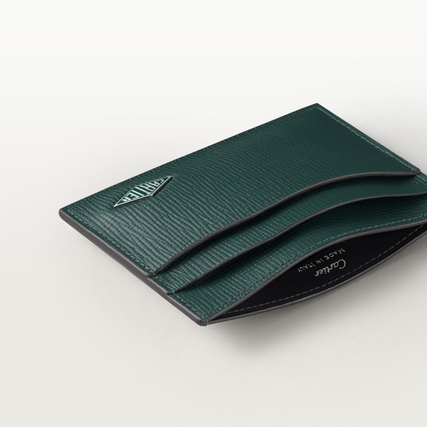 Cartier Losange Small Leather Goods, Card holder Pine green grained calfskin, palladium finish and pine green enamel