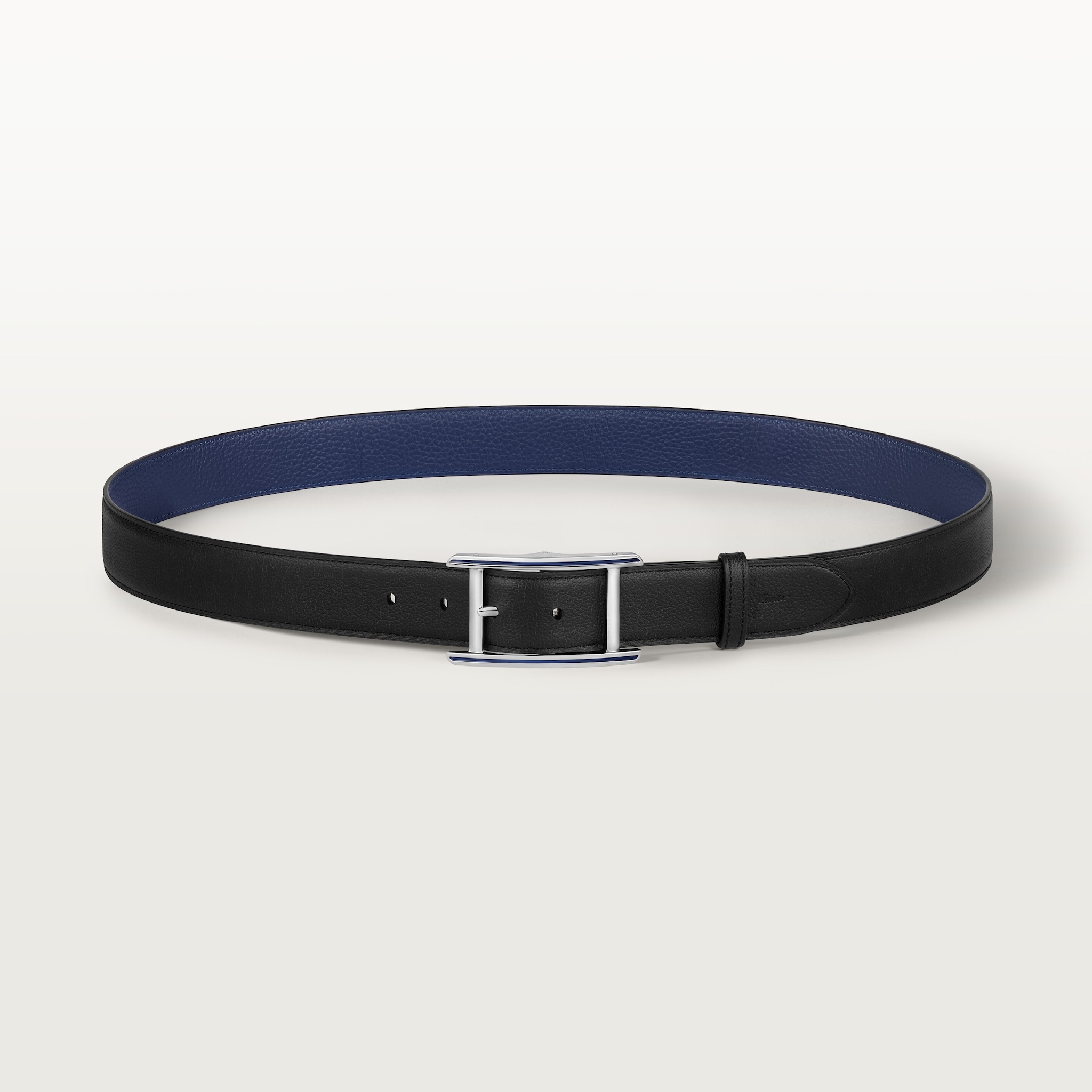Belt, Tank de CartierBlack and blue grained cowhide, palladium-finish buckle
