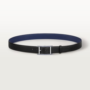 Belt, Tank de Cartier Black and blue grained cowhide, palladium-finish buckle