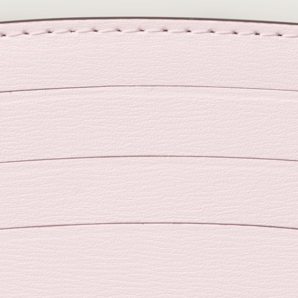 Simple card holder, Panthère C de Cartier Petal pink calfskin, embossed Cartier signature motif, golden finish