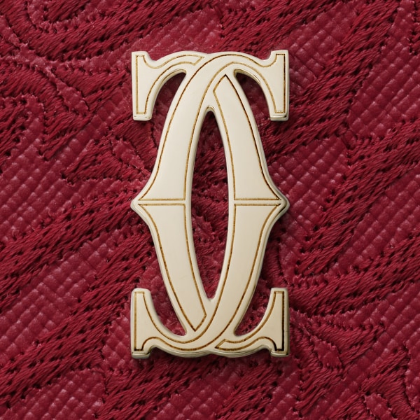 Simple Card Holder, C de Cartier Cherry red textured calfskin, embroidery, golden finish